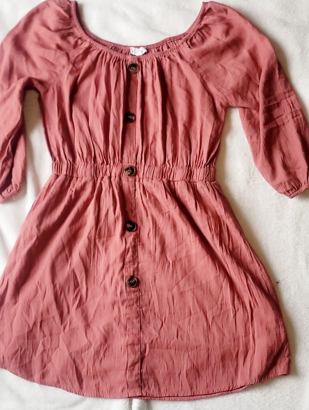 E&M Button Front Dress Womens Large Burnt Orange/Salmon